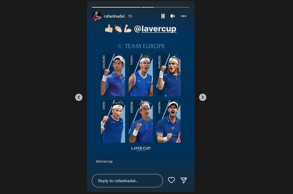 Rafael Nadal reacts on Instagram