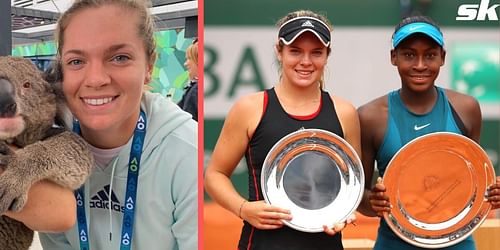 Caty Mcnally [left] and with Coco Gauff on the right.