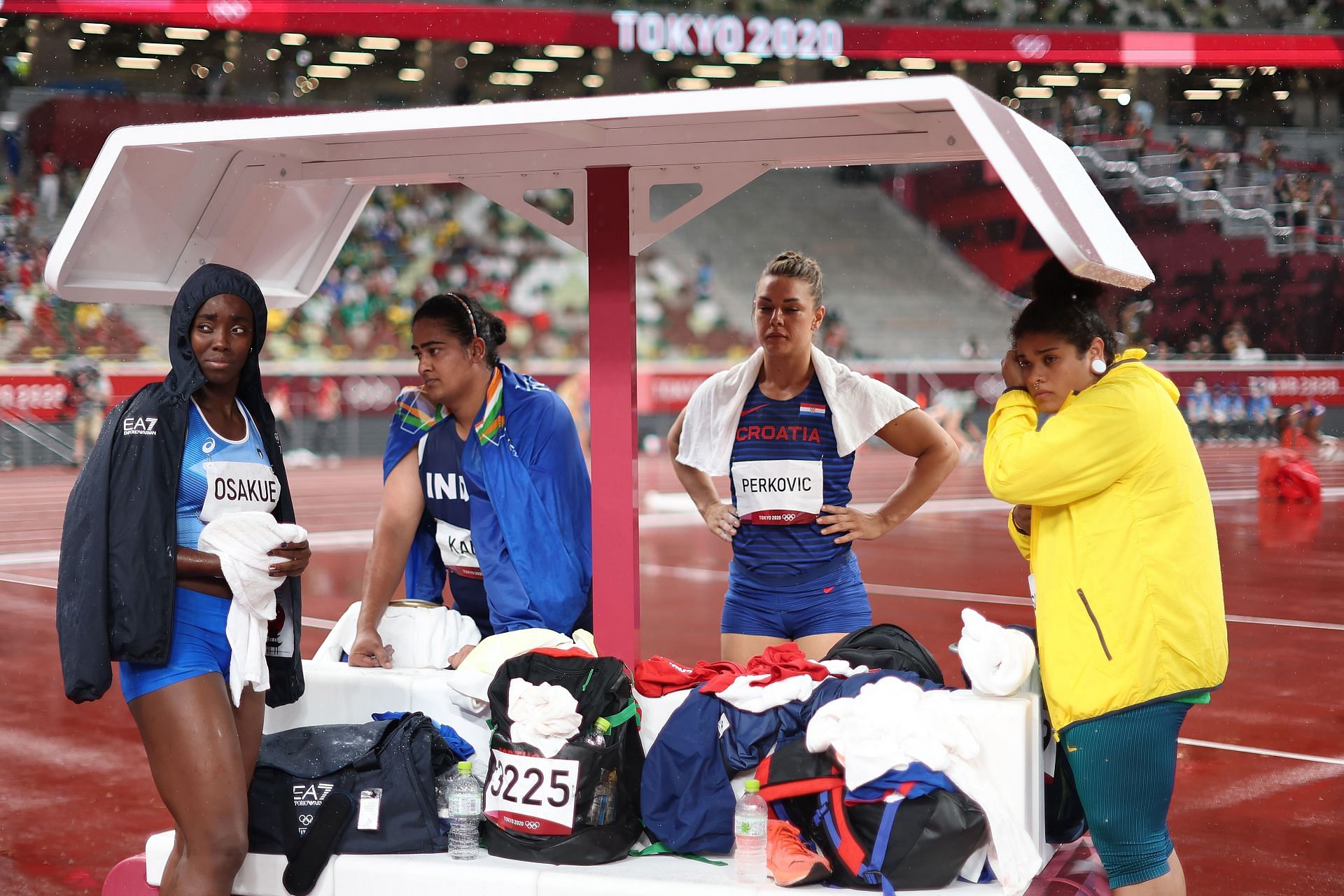 National record holder in discus throw Kamalpreet Kaur (second from left) is one of the athletes to have tested positive recently