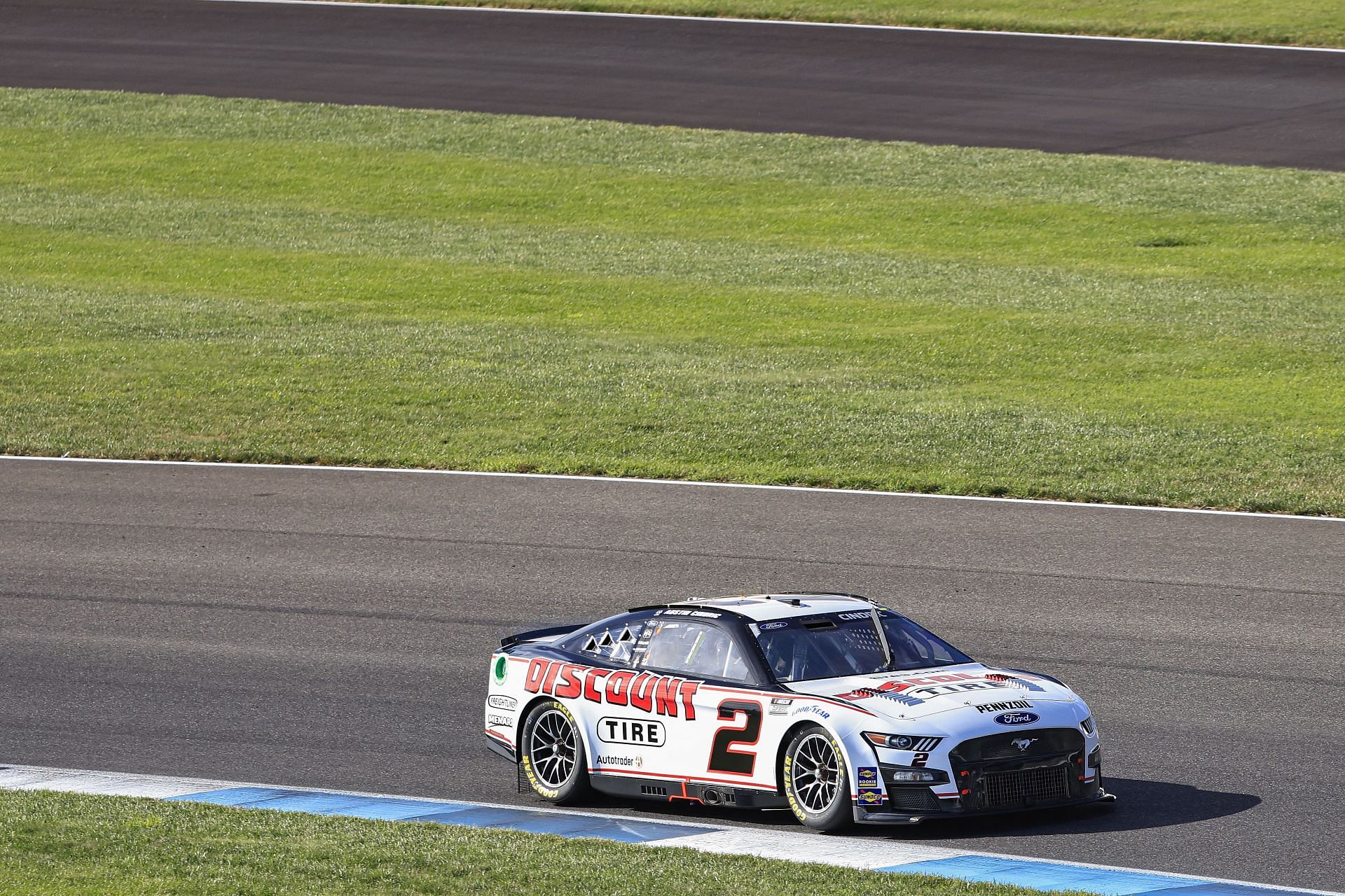 Austin Cindric drives during practice for the NASCAR Cup Series Verizon 200 at the Brickyard at Indianapolis Motor Speedway