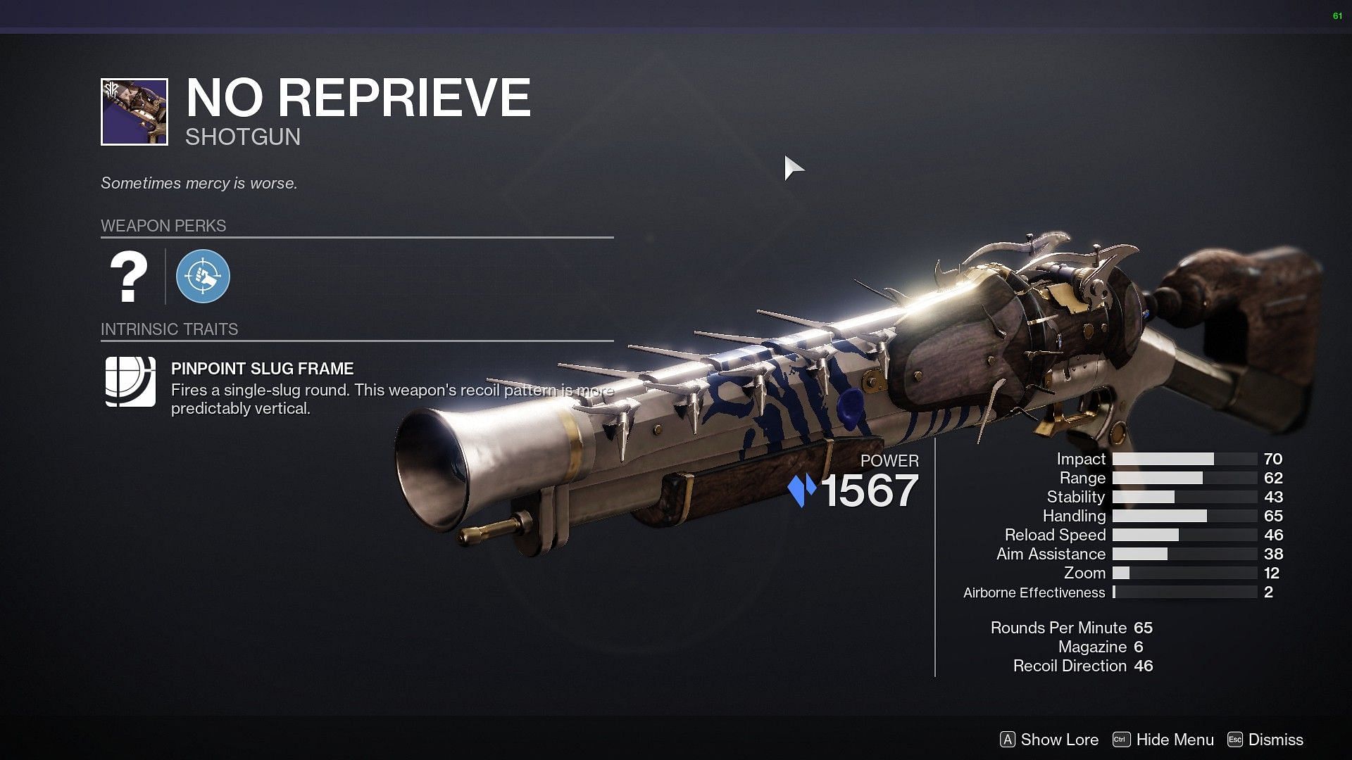 No Reprieve Shotgun (Image via Bungie)