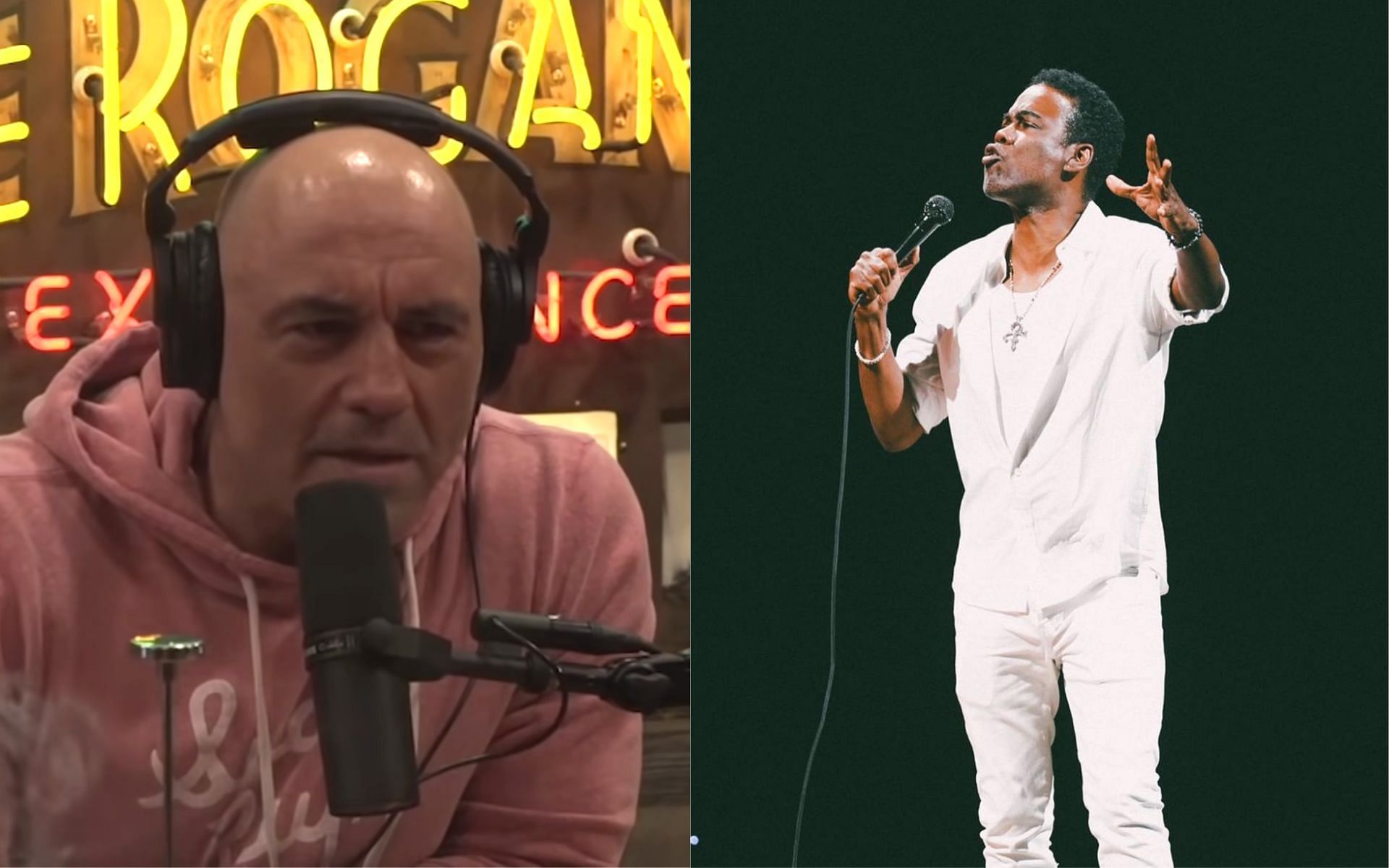 Joe Rogan (left), Chris Rock (rght) [Images courtesy: @PowerfulJRE via YouTube | @chrisrock via Instagram]