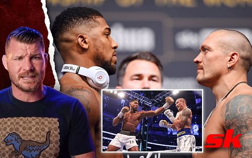 Michael Bisping (left) speaks on Anthony Joshua vs. Oleksandr Usyk (right) [Left image via Michael Bisping on YouTube]