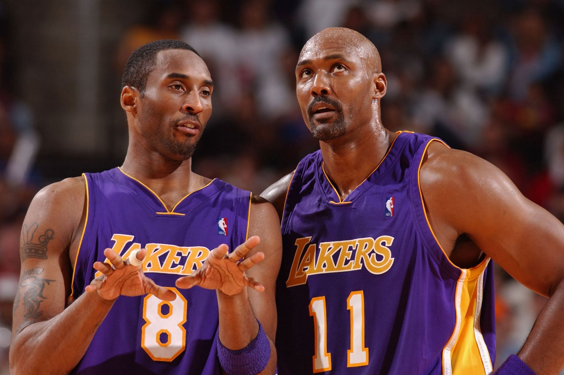 Kobe Bryant and Karl Malone with the LA Lakers