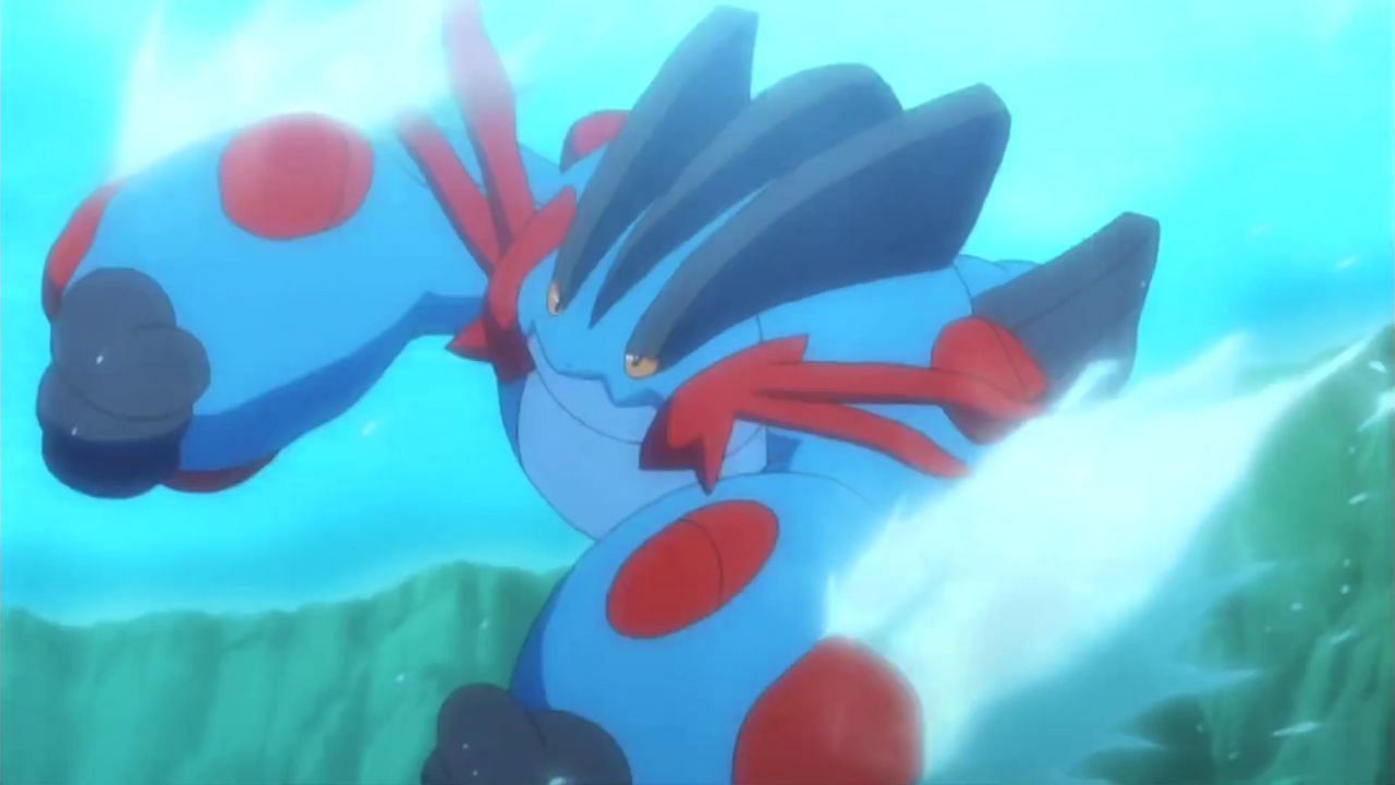 Mega Swampert as it appears in the anime (Image via The Pokemon Company)