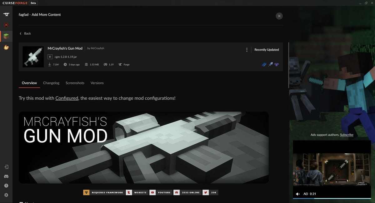 How to install a gun mod for Minecraft 1.19