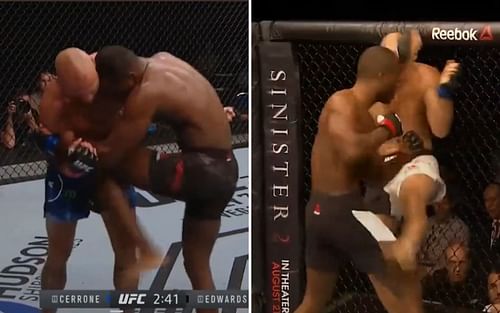 Leon Edwards in the clinch [Images Courtesy: @MigClass on Twitter]