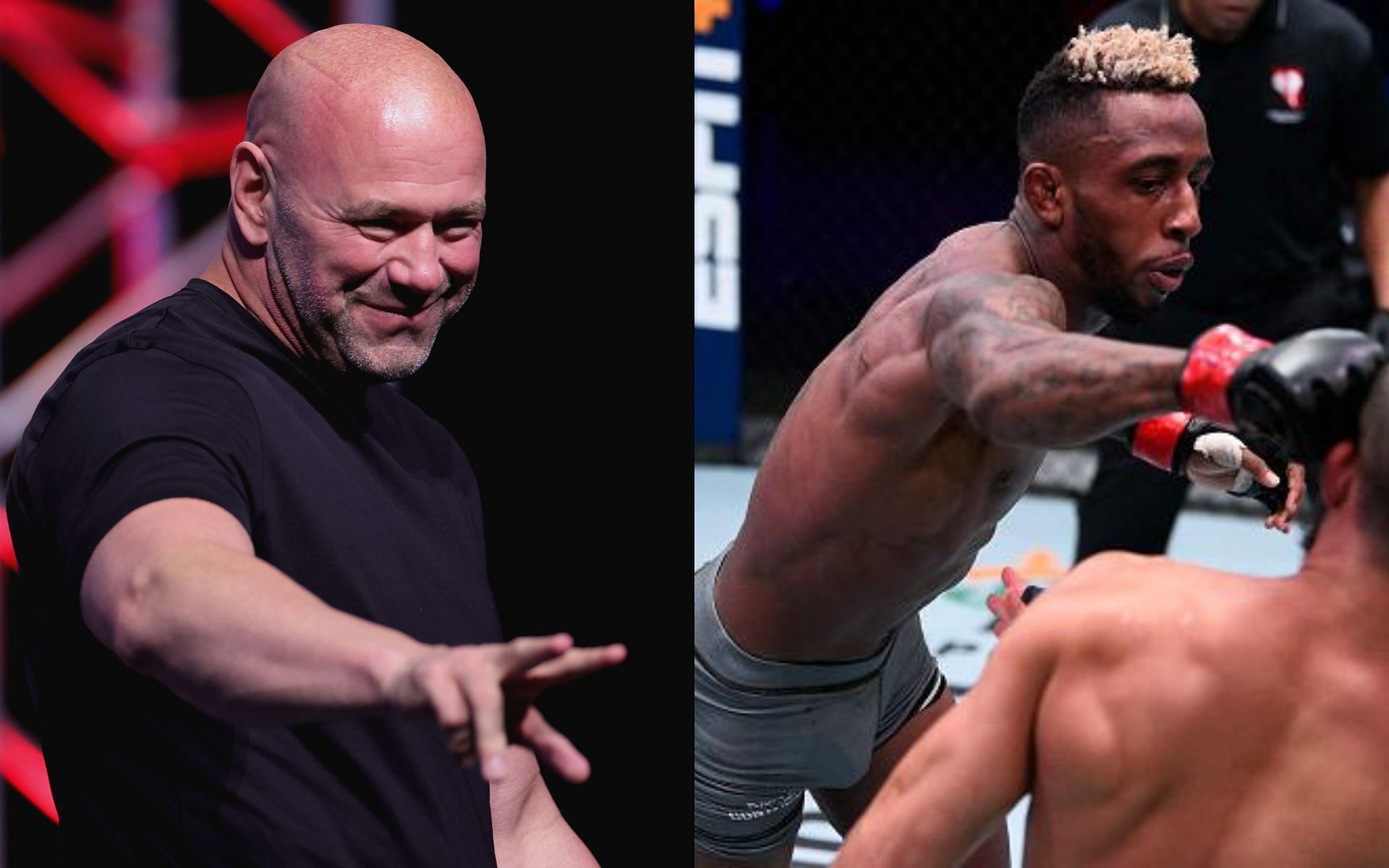 Dana White (L) revealed that Jose Johnson&#039;s interview earned him a UFC contract [Credits: UFC.com/Photo by Chris Unger/DWCS LLC/Zuffa LLC,Getty]