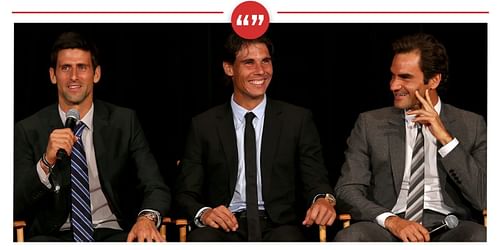 From L-R: Novak Djokovic, Rafael Nadal and Roger Federer.