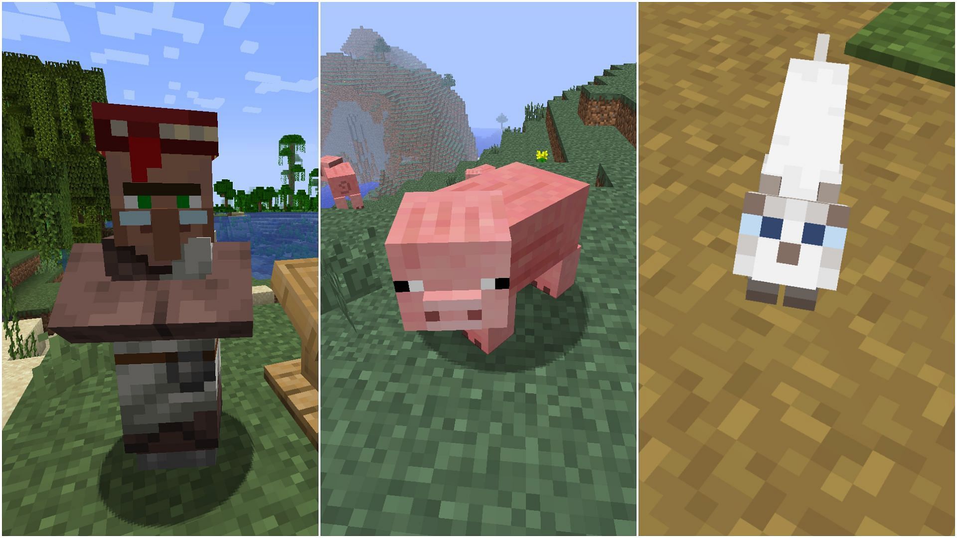 Some of the passive mobs present in the Minecraft 1.19 Overworld realm (Image via Sportskeeda)