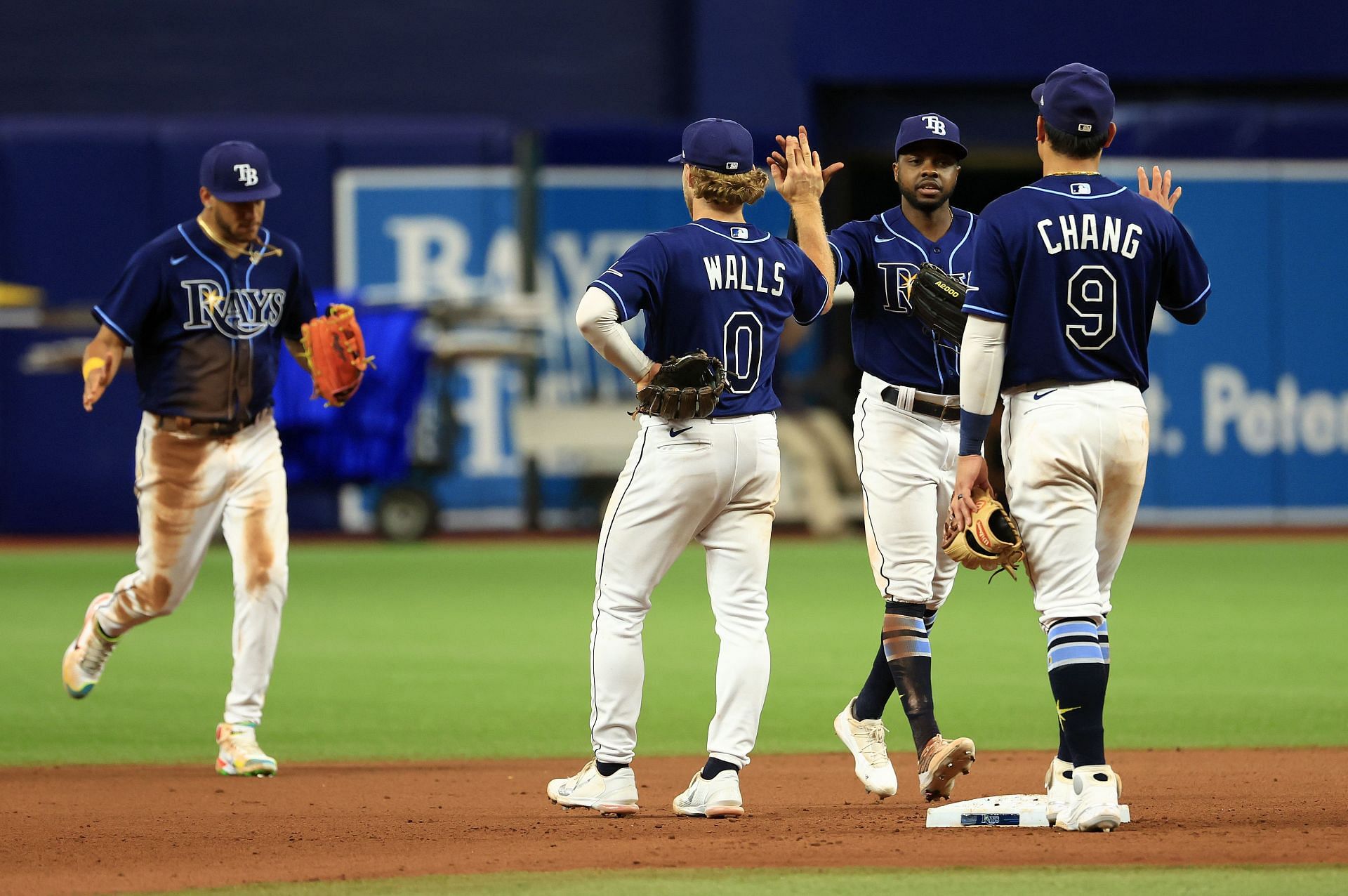 Rays celebrate after a game versus the Toronto Blue Jays.