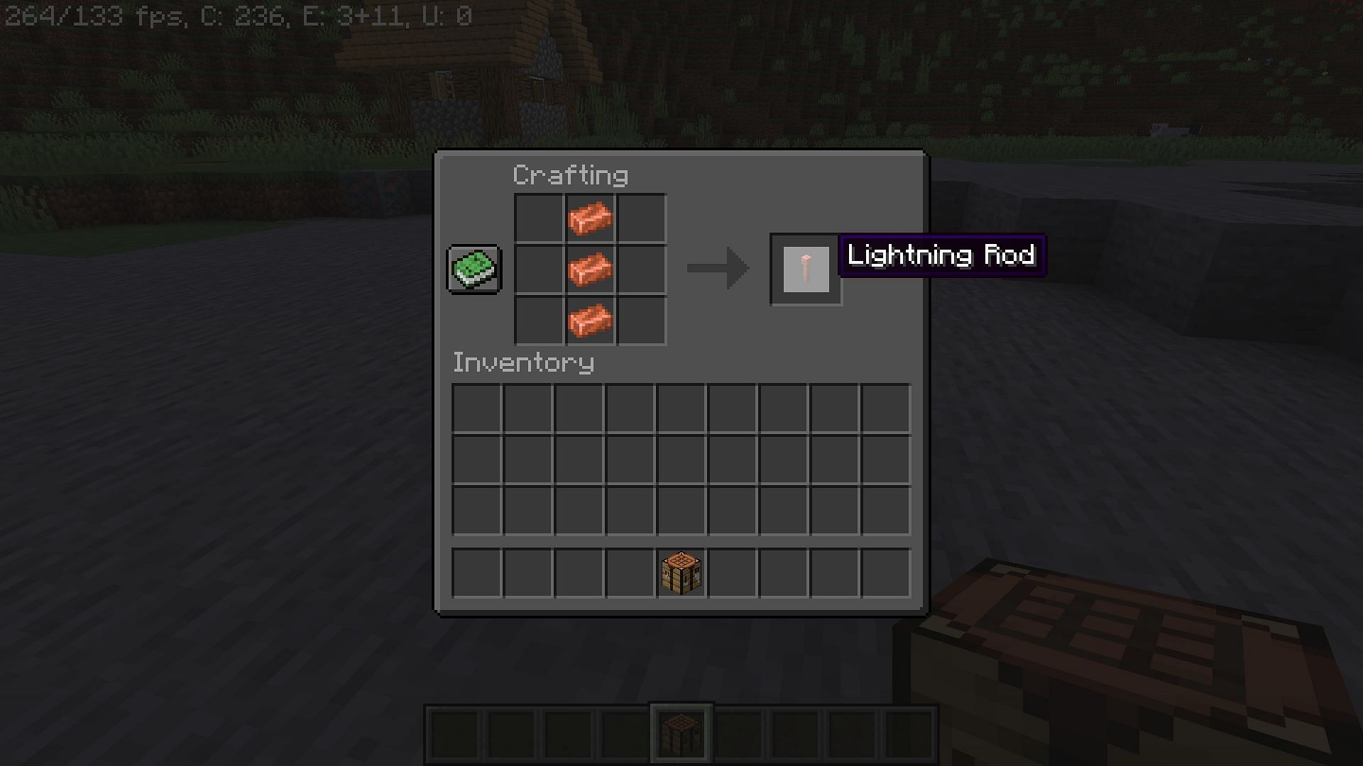 Crafting recipe for lightning rod in Minecraft (Image via Mojang)