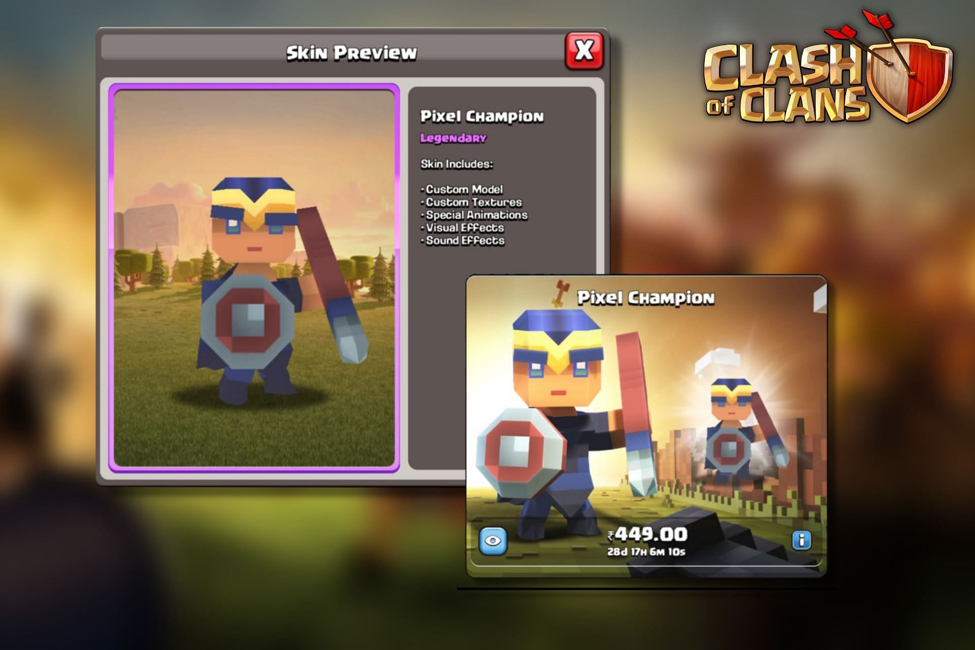 Latest Pixel Champion limitededition hero skin in Clash of Clans