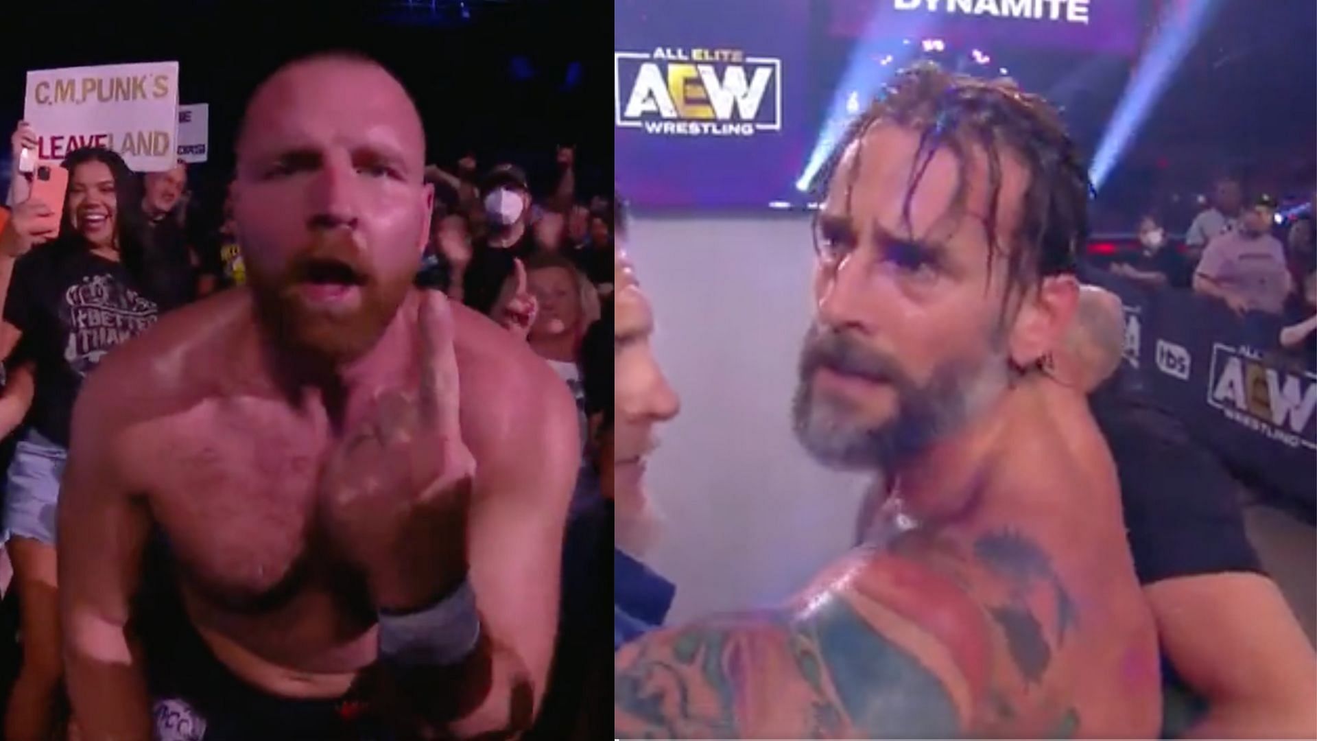 Undisputed AEW World Champion Jon Moxley (left); CM Punk (right)
