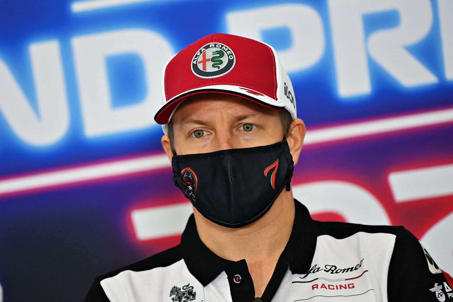 Kimi Raikkonen talks in the Drivers Press Conference during previews ahead of the F1 Grand Prix of Qatar at Losail International Circuit in 2021 (Image via Getty Images)