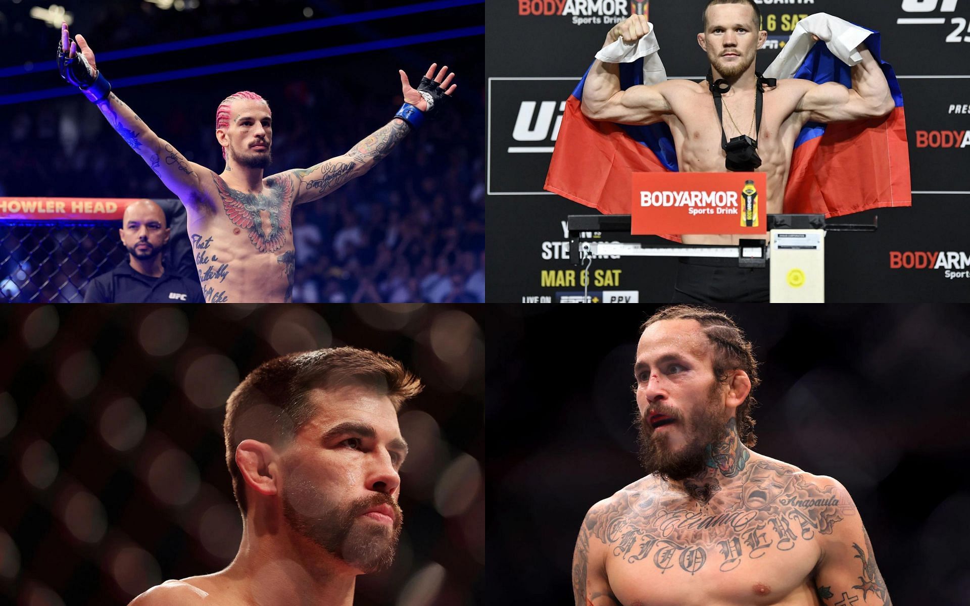 Clockwise, starting from top left: Sean O&#039;Malley, Petr Yan, Dominick Cruz, and Marlon Vera [ Images credits: Getty Images ]