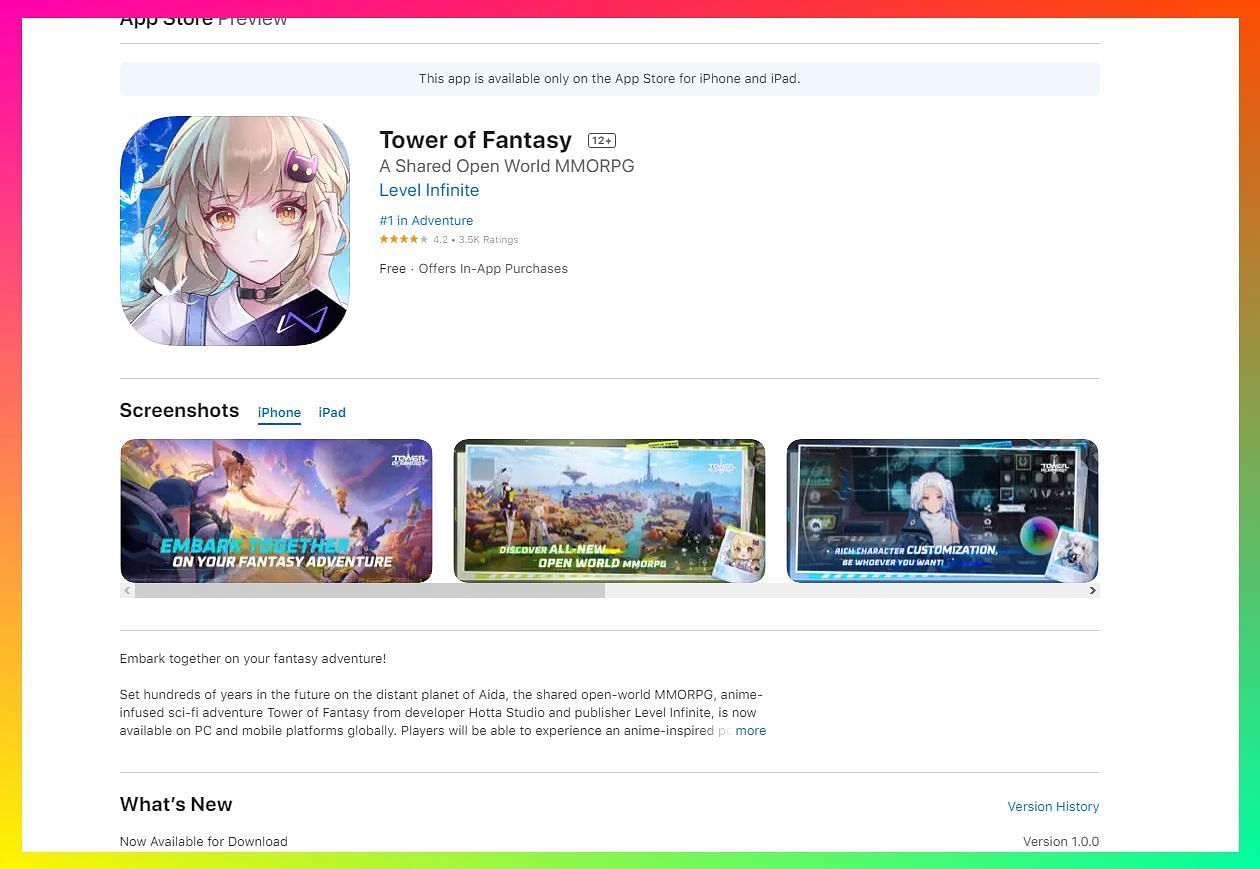 Tower of Fantasy download - pre-load, file size, and more