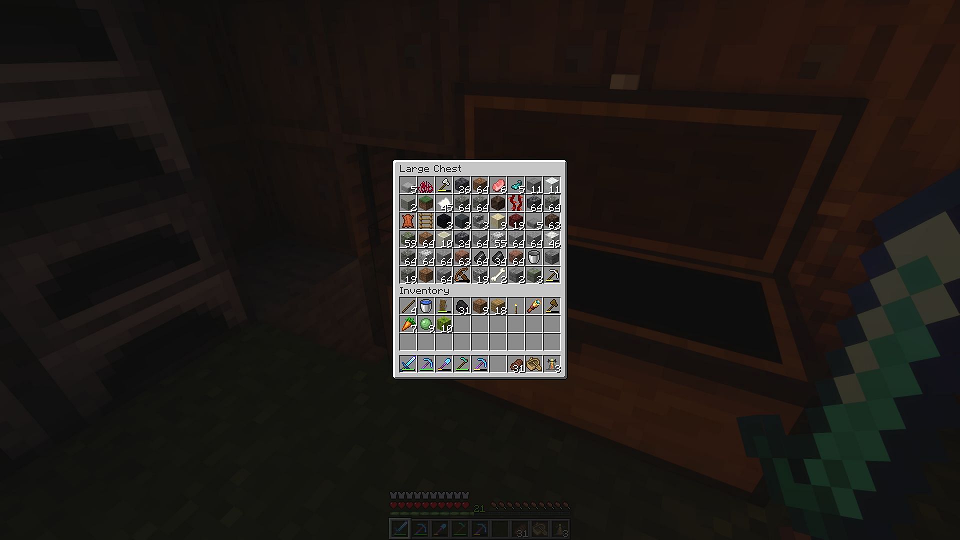 An example of a player&#039;s junk chest in a normal survival world (Image via Minecraft)
