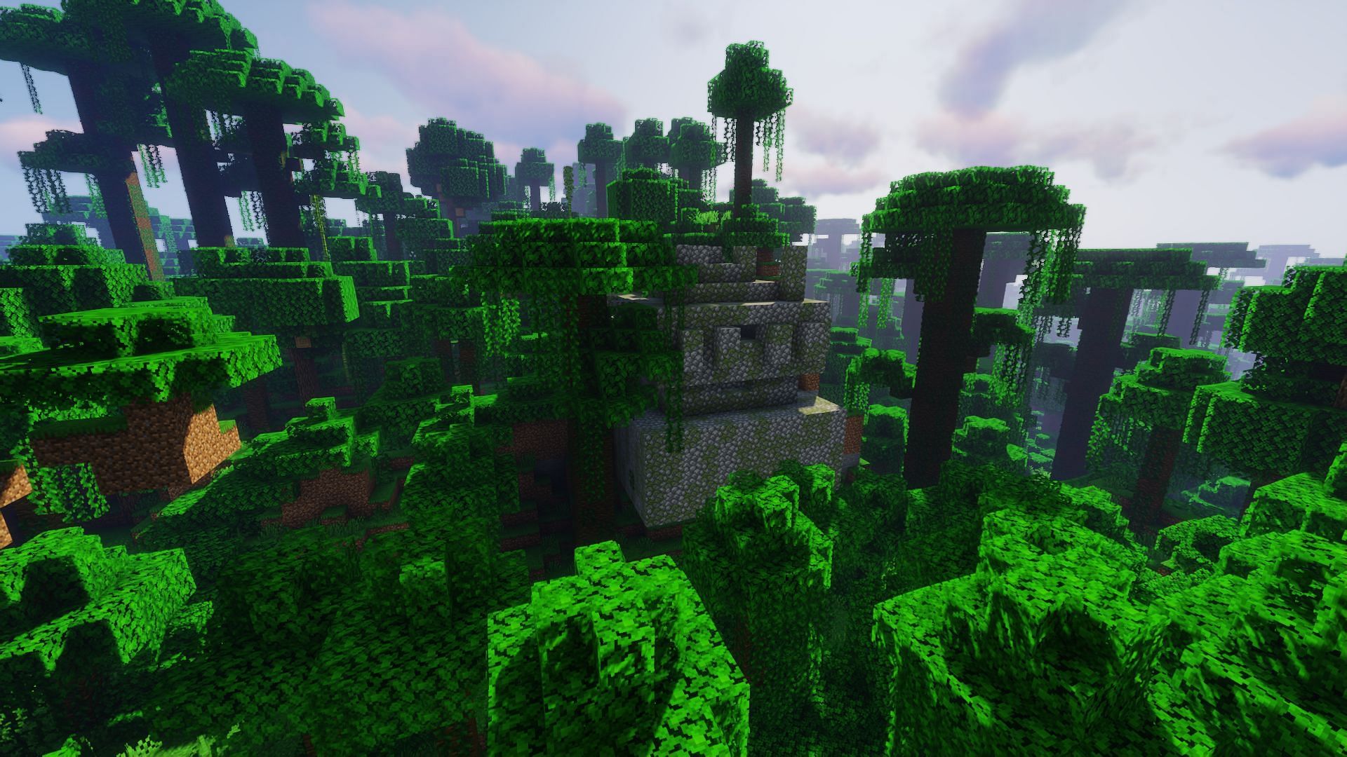 A cliffside jungle temple (Image via Minecraft)