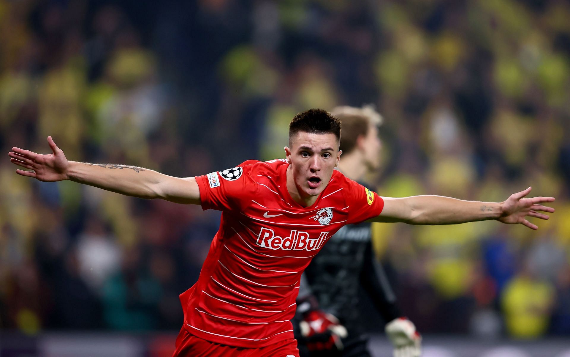 Benjamin Sesko scores in the second leg of the UCL play-offs