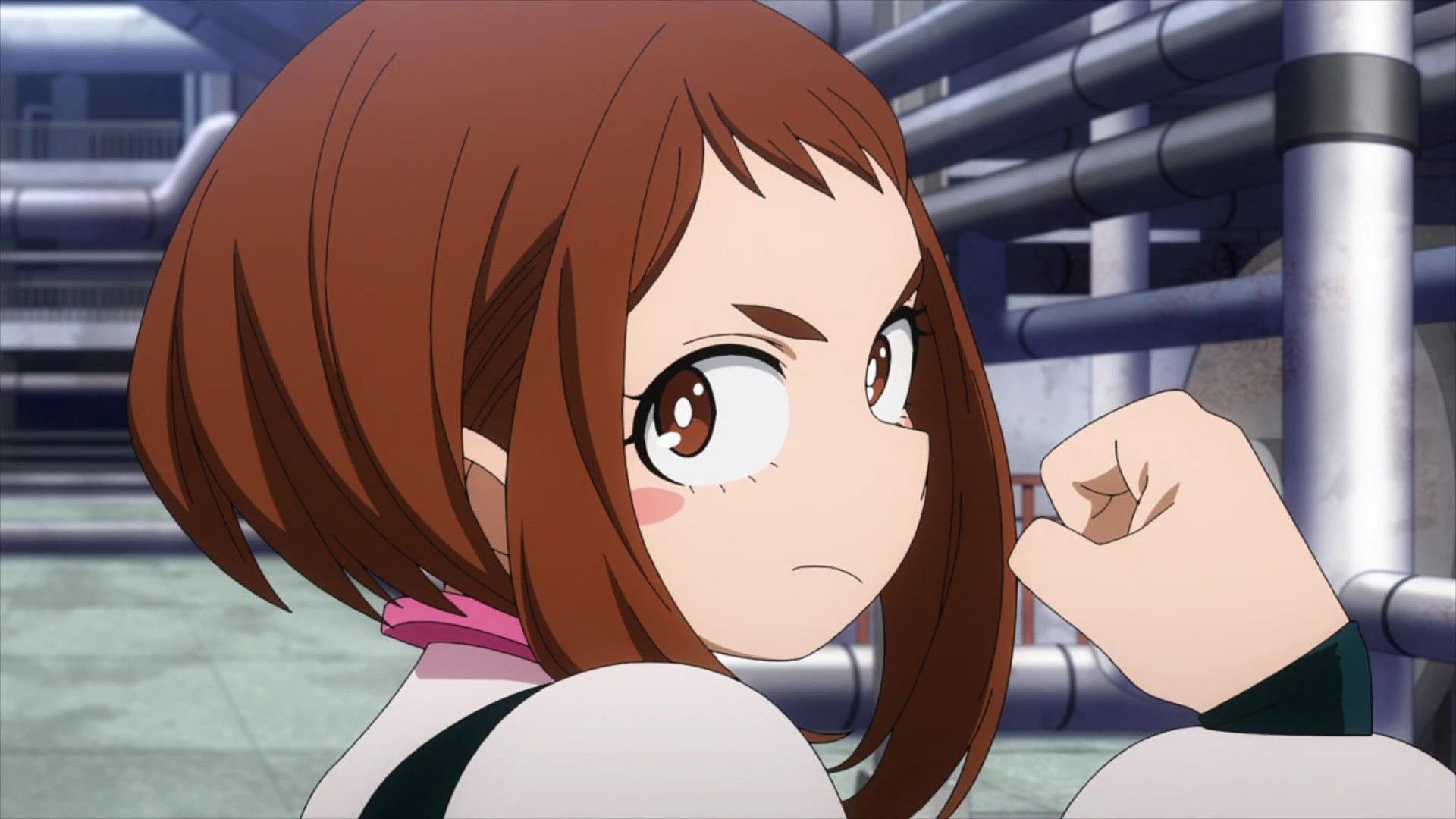 Uraraka, as seen in the show (Image via Studio Bones)