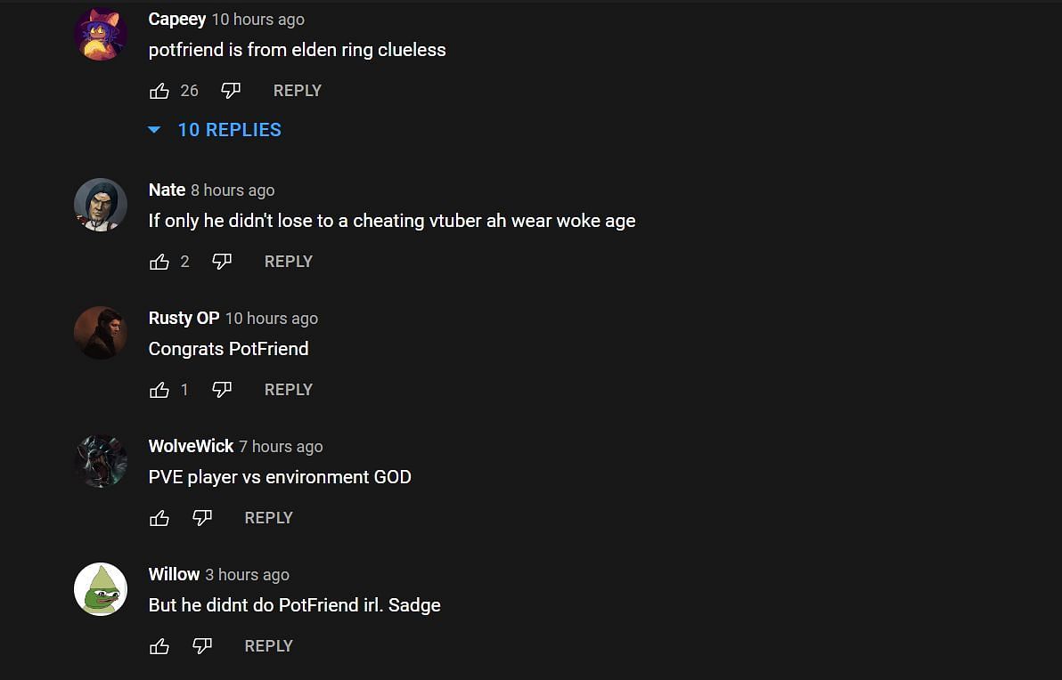 Comments under the clip discussing the trophy (Image via xQc Clips/YouTube)