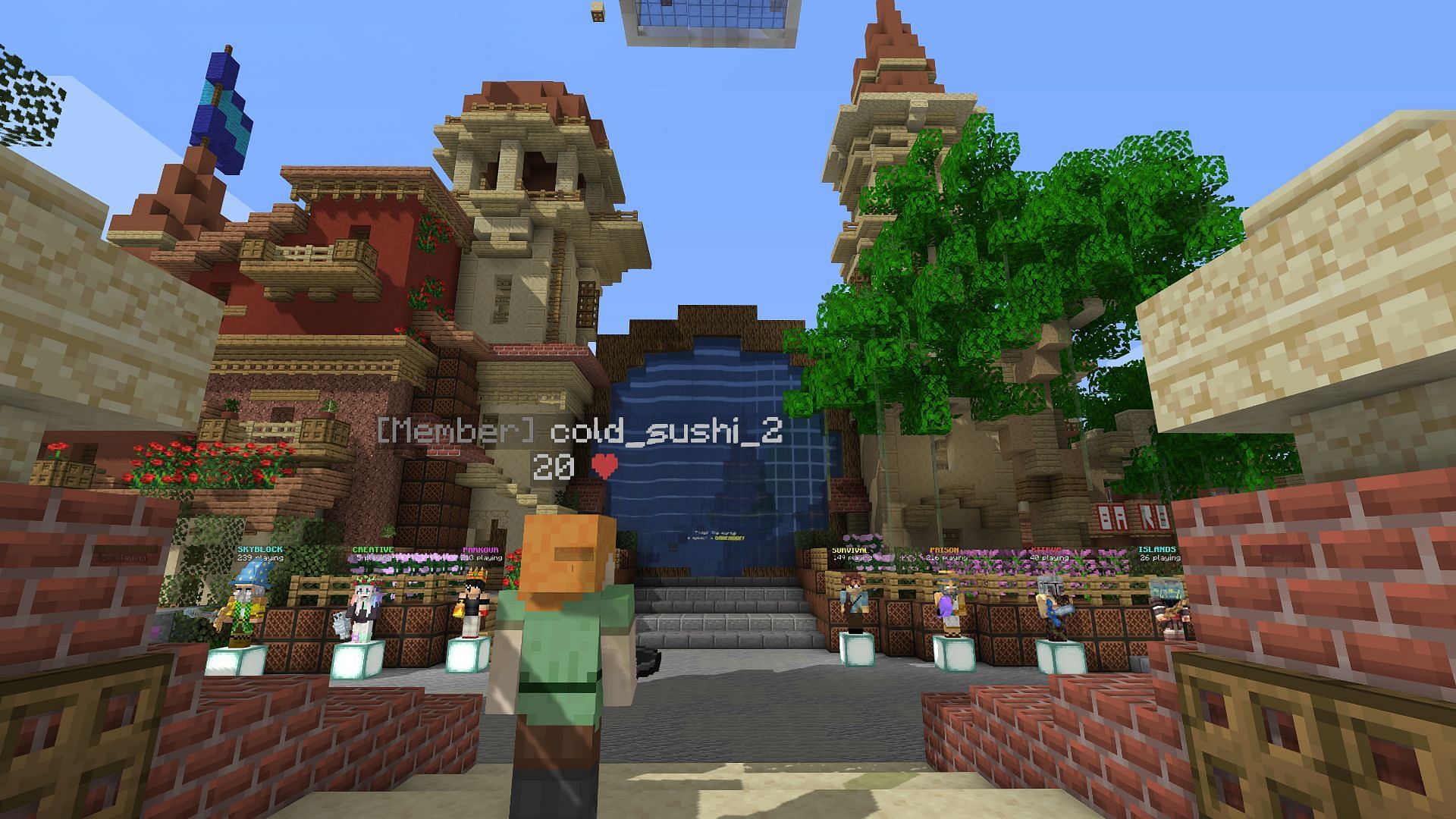 The spawn area for the ManaCube server (Image via Minecraft)