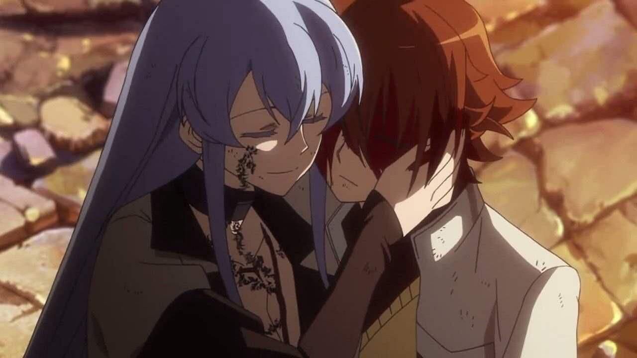 Esdeath (left) and Tatsumi (right) as seen in the series&#039; anime (Image via White Fox C-Station)