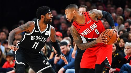 Chris Broussard makes a case for Damian Lillard, right, having a better career than Kyrie Irving, left. [Photo: NBC Sports]