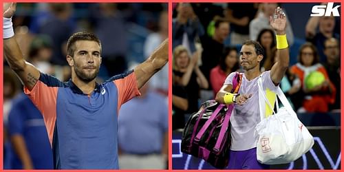 Borna Coric and Rafael Nadal at the Western & Southern Open.