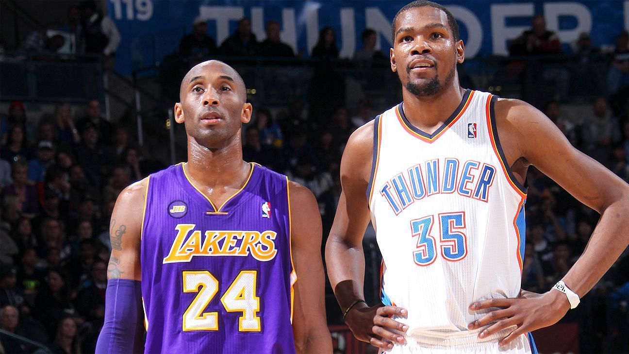 Kobe Bryant of the LA Lakers and Kevin Durant of the OKC Thunder