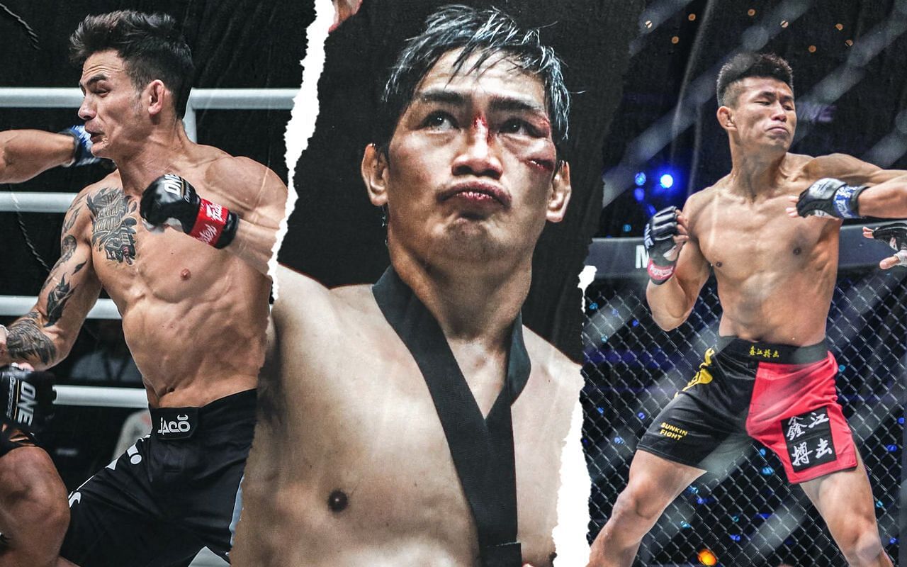 Former ONE lightweight world champion Eduard Folayang (center) provides his two-cents on the bout between Thanh Le (left) and Tang Kai (right). (Image courtesy of ONE)