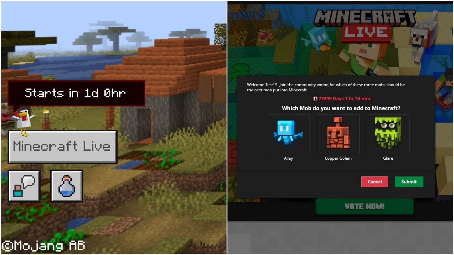 How will mob vote take place in Minecraft Live 2022?