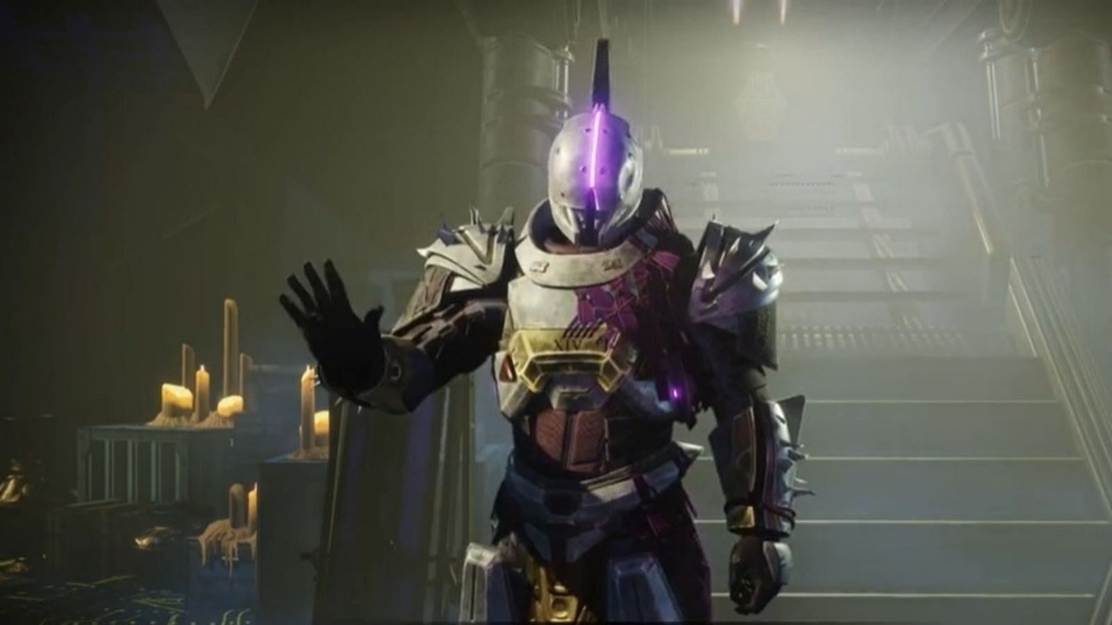 Saint-14 in the Hangar area of the Tower (Image via Destiny 2)