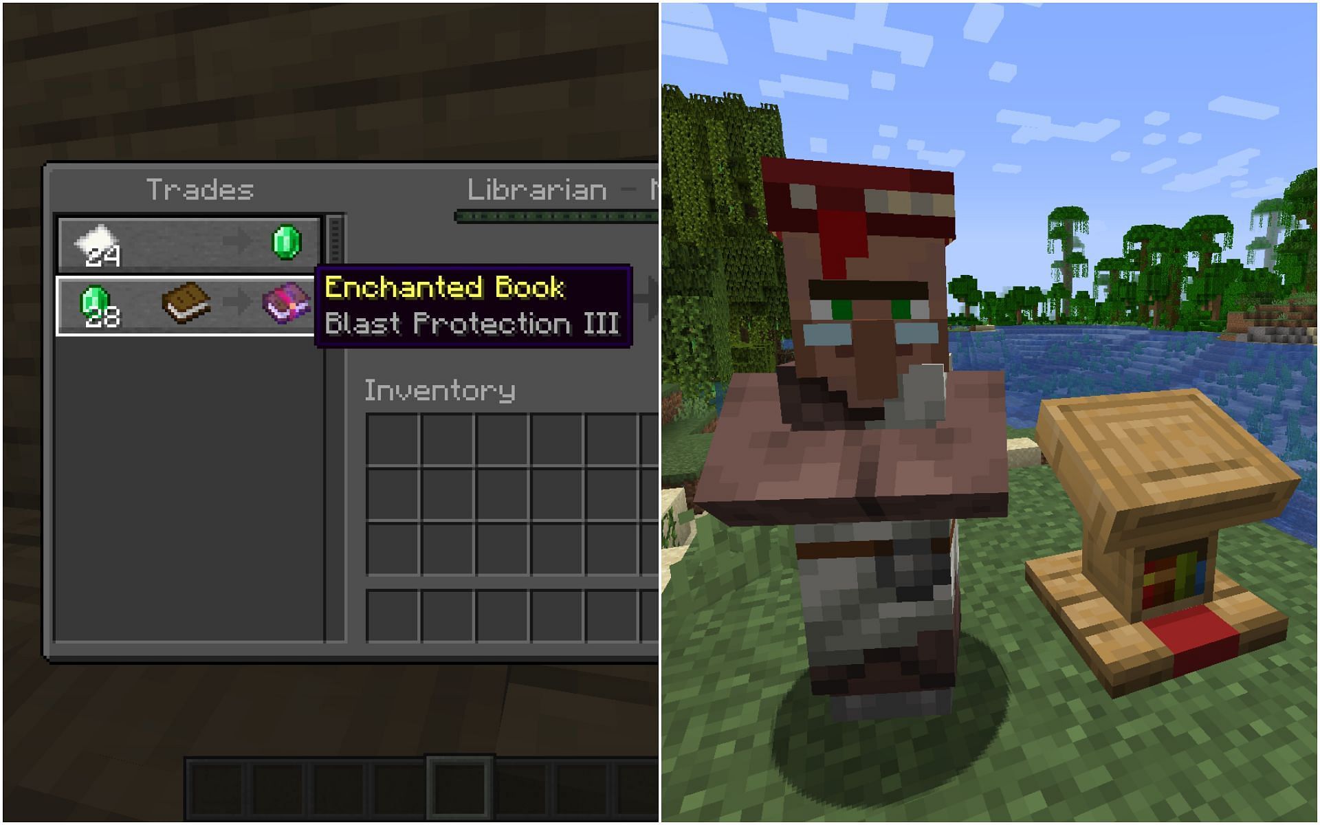 Librarian villagers can give almost all enchantments in Minecraft (Image via Sportskeeda)