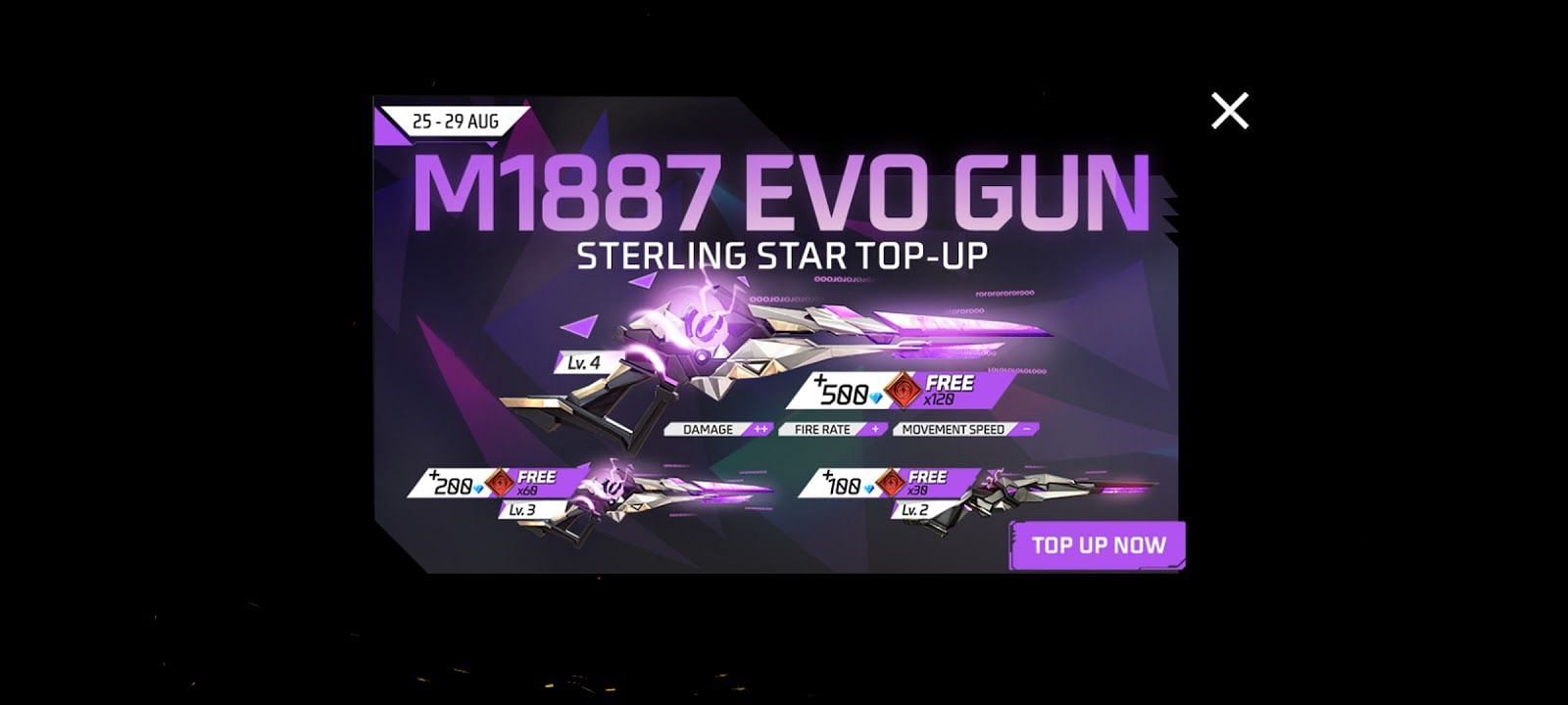 M1887 Evo Gun Token Top-Up is available till 29 August 2022 (Image via Garena)