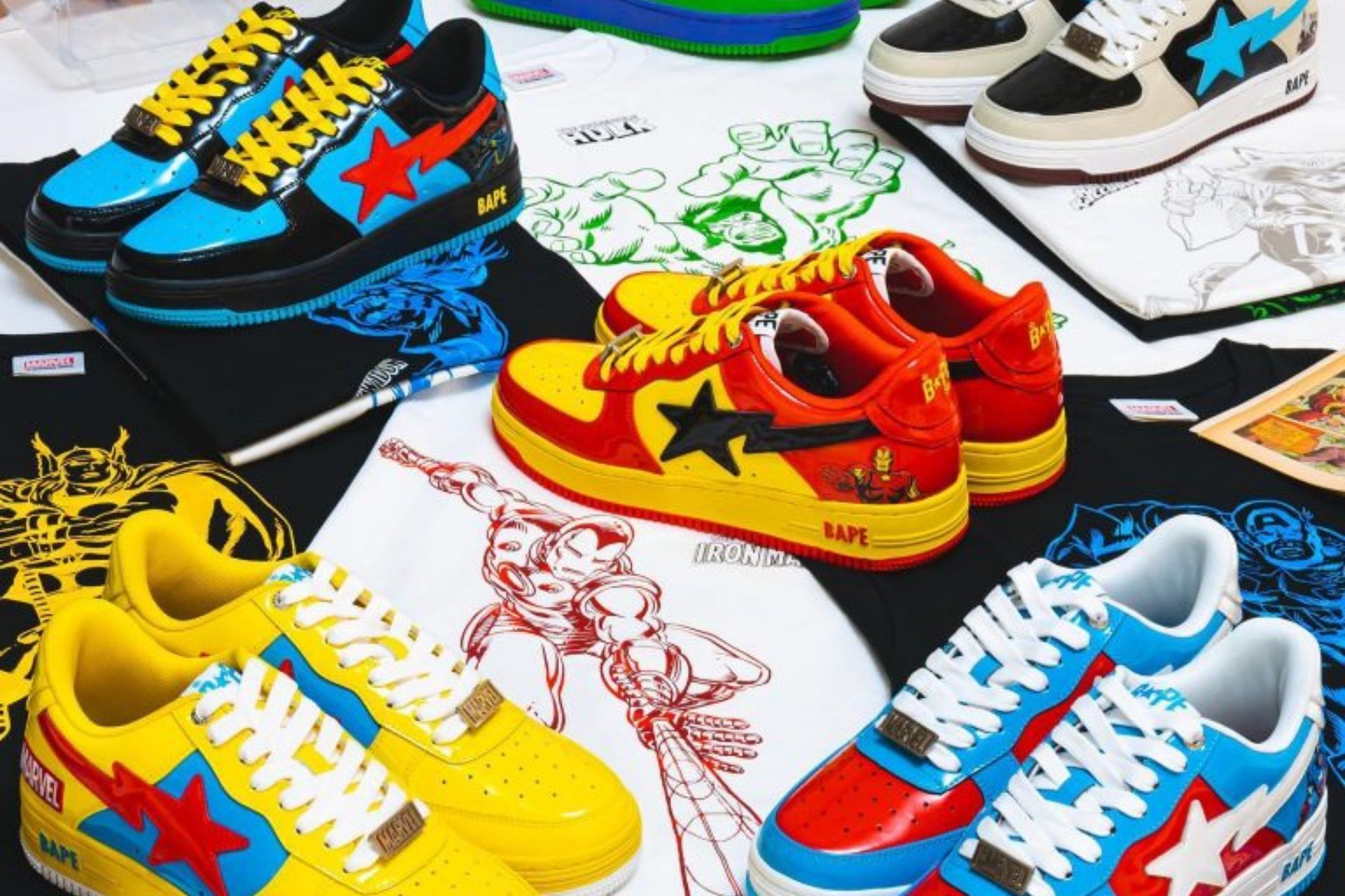 Six colorways are released under the new collaborative effort (Image via BAPE)