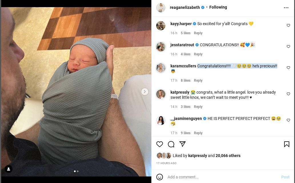Kat Pressly and Kara McCullers also commented on Reagan&#039;s IG post.
