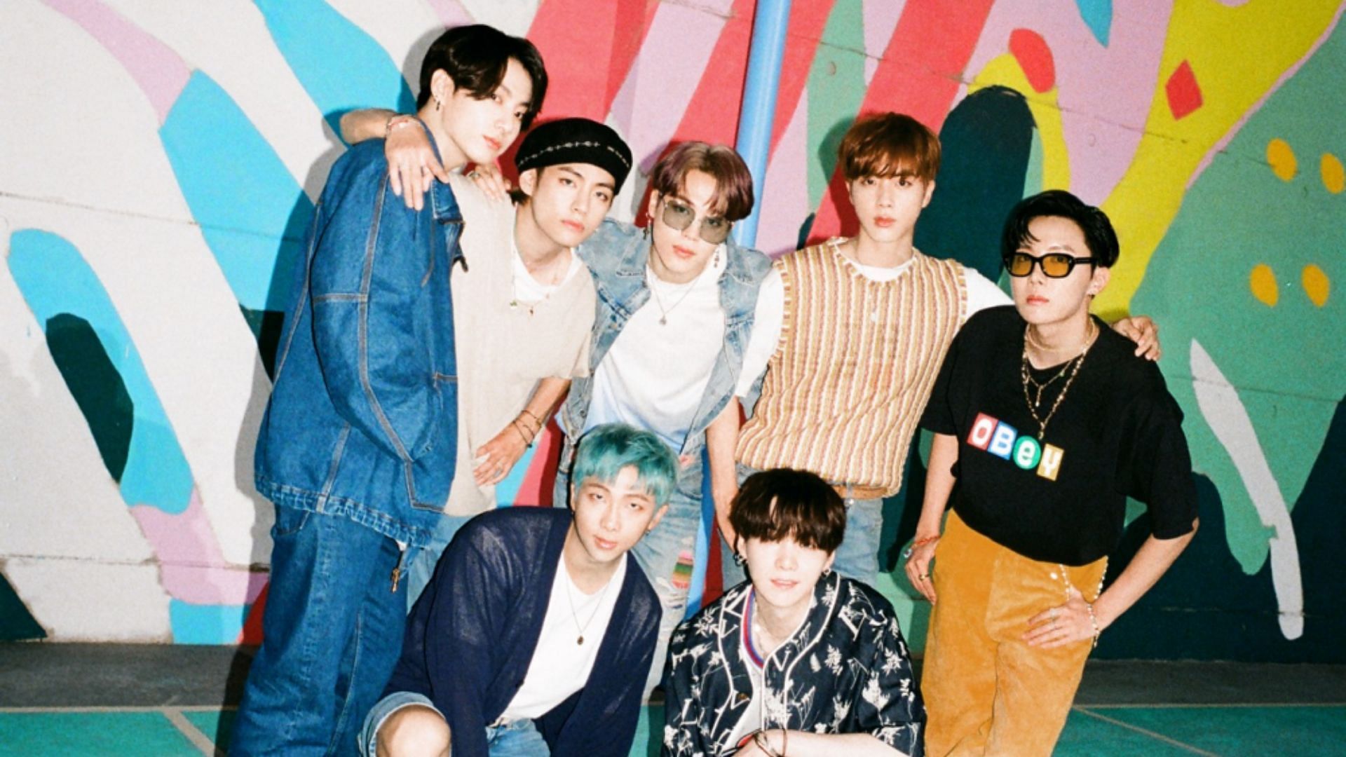 BTS members pose for the concept photo of Dynamite (Image via BIG HIT MUSIC)
