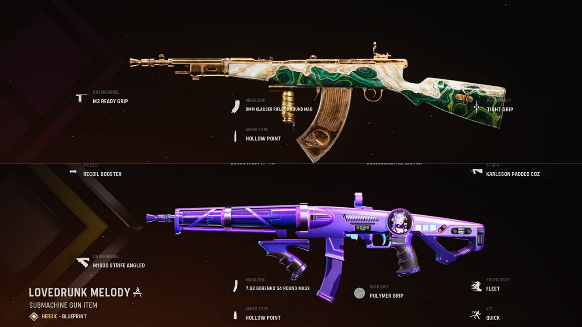 Some of the available blueprints for the Automaton and H4 Blixen (Image via Activision)