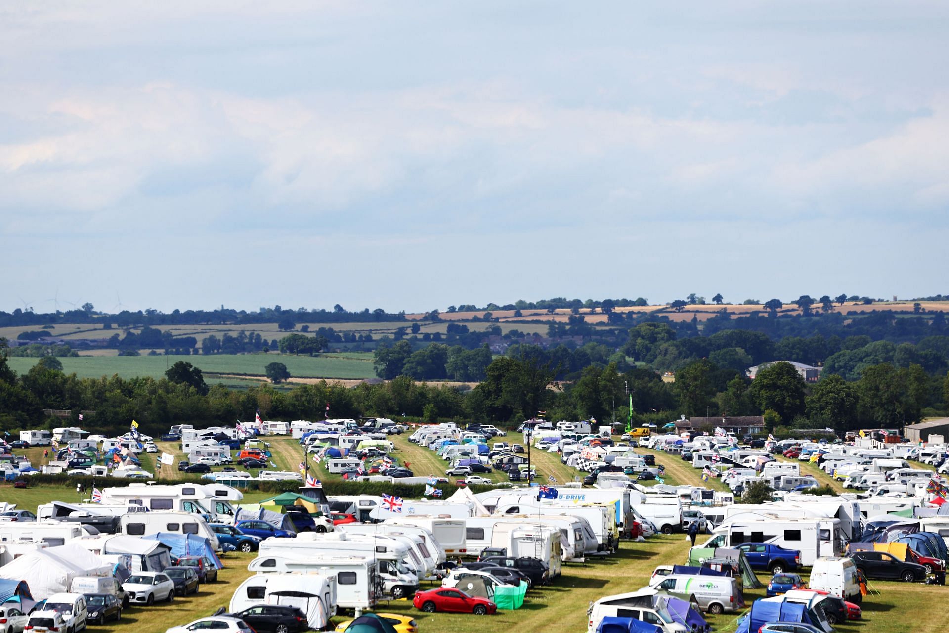 A general view over the campsite during the British GP at Silverstone (Photo by Clive Rose/ Getty Images)