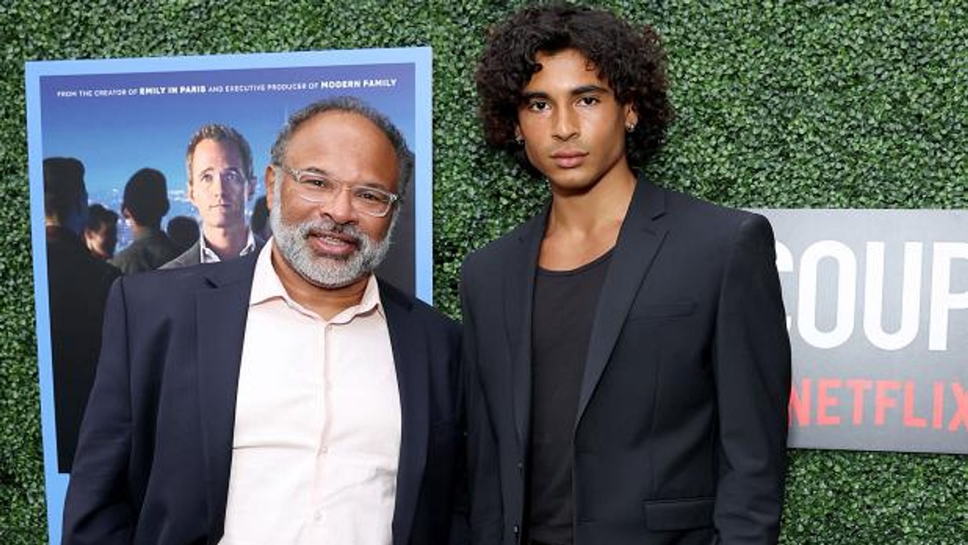 Jordyn Owens with his father Geoffrey Owens at the premiere of Netflix&#039;s Uncoupled (Image via Getty)