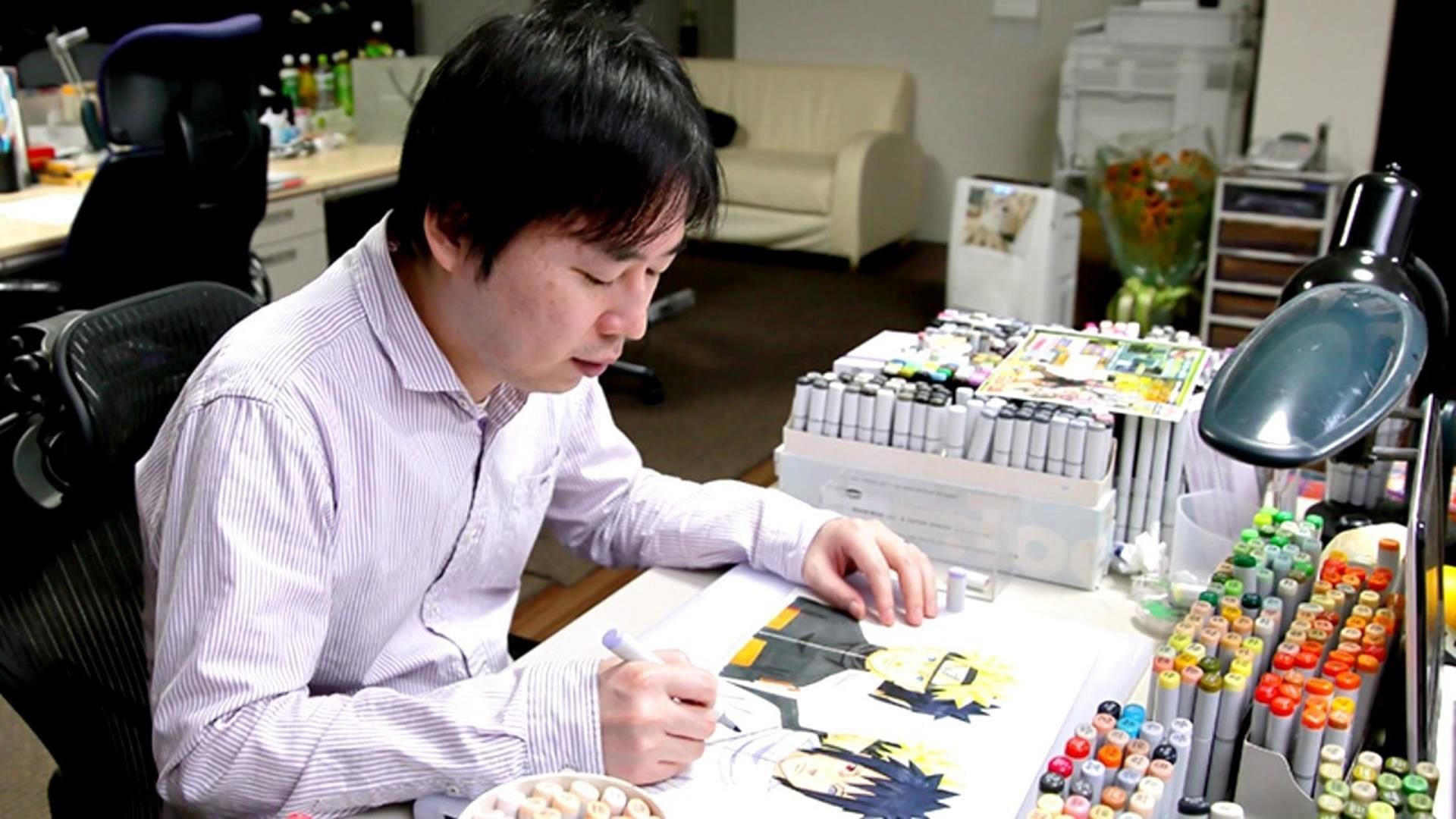 Kishimoto working on his series (Image via Facebook)