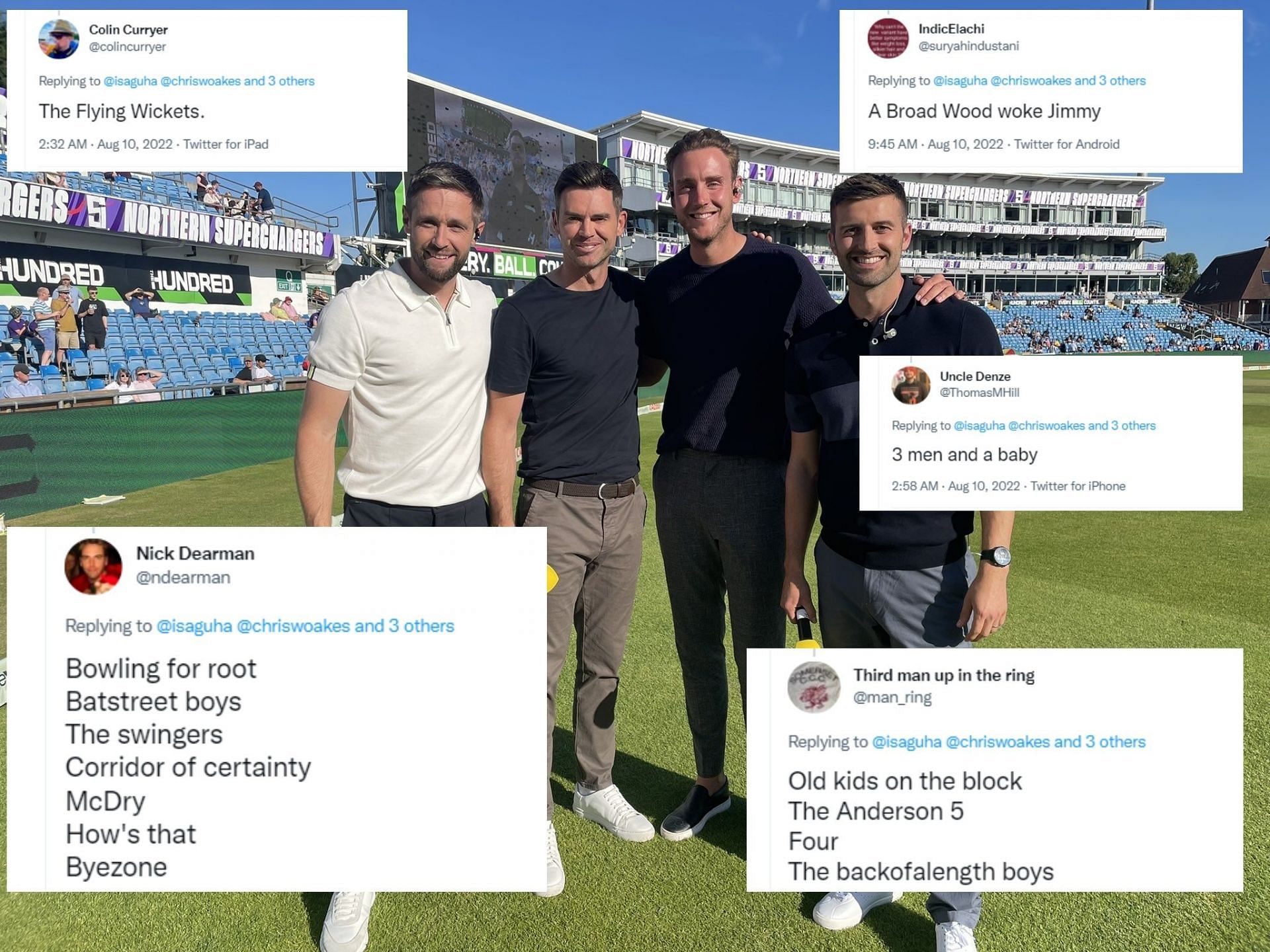Isa Guha shared a post on Twitter, asking what a boy band comprising current England pacers could be called.