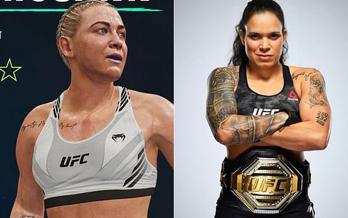 Molly McCann in UFC 4 (left) and Amanda Nunes (right)