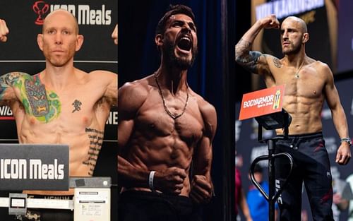 Josh Emmett (L), Yair Rodriguez (M), and Alexander Volkanovski (R) [ Images Courtesy: @alexvolkanovski, @joshemmettufc , and @panteraufc /Instagram ]