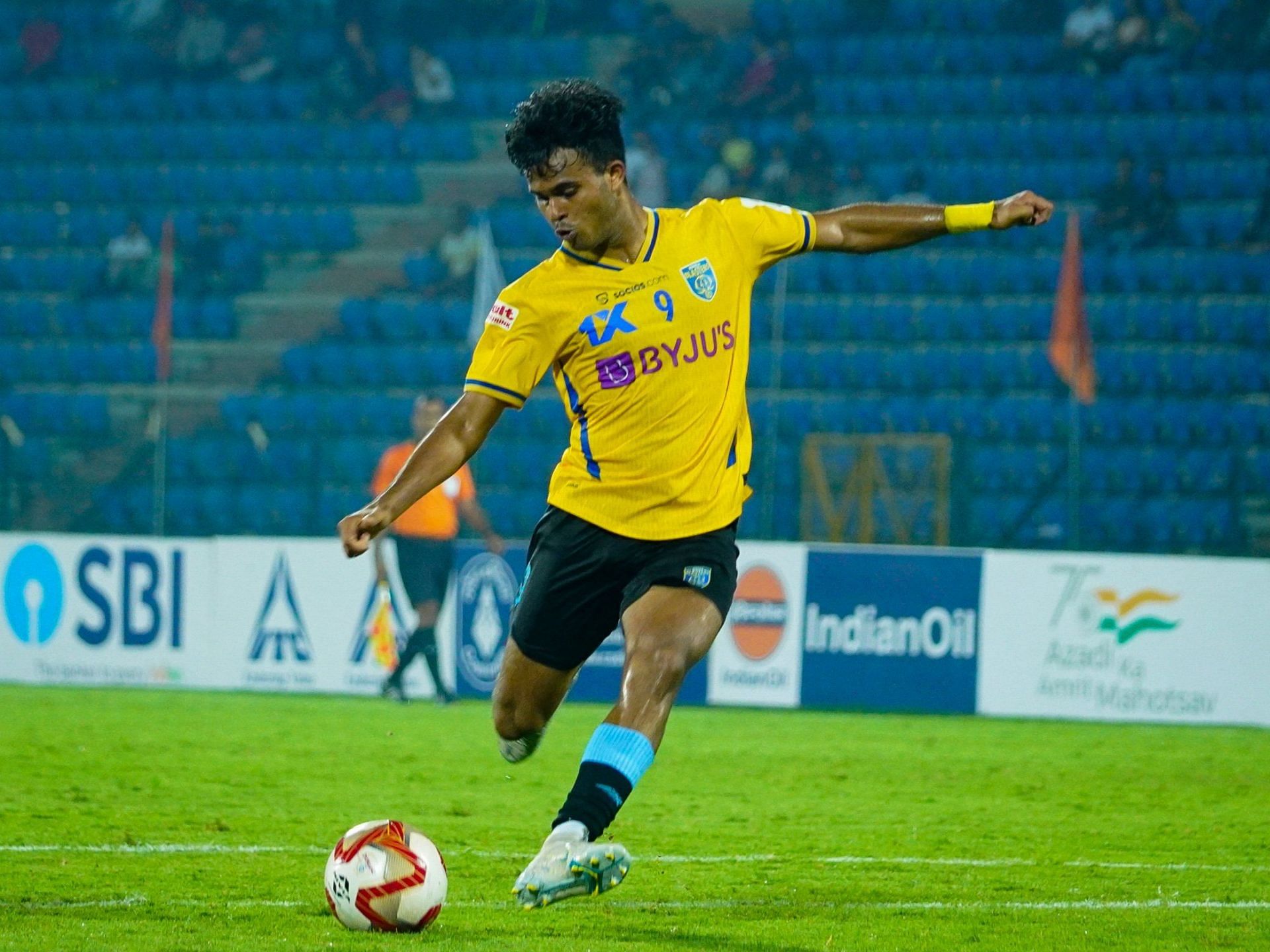19-year-old Muhammed Ajsal has scored two goals for Kerala Blasters FC in the 2022 Durand Cup so far. (Image - Twitter @KeralaBlasters)