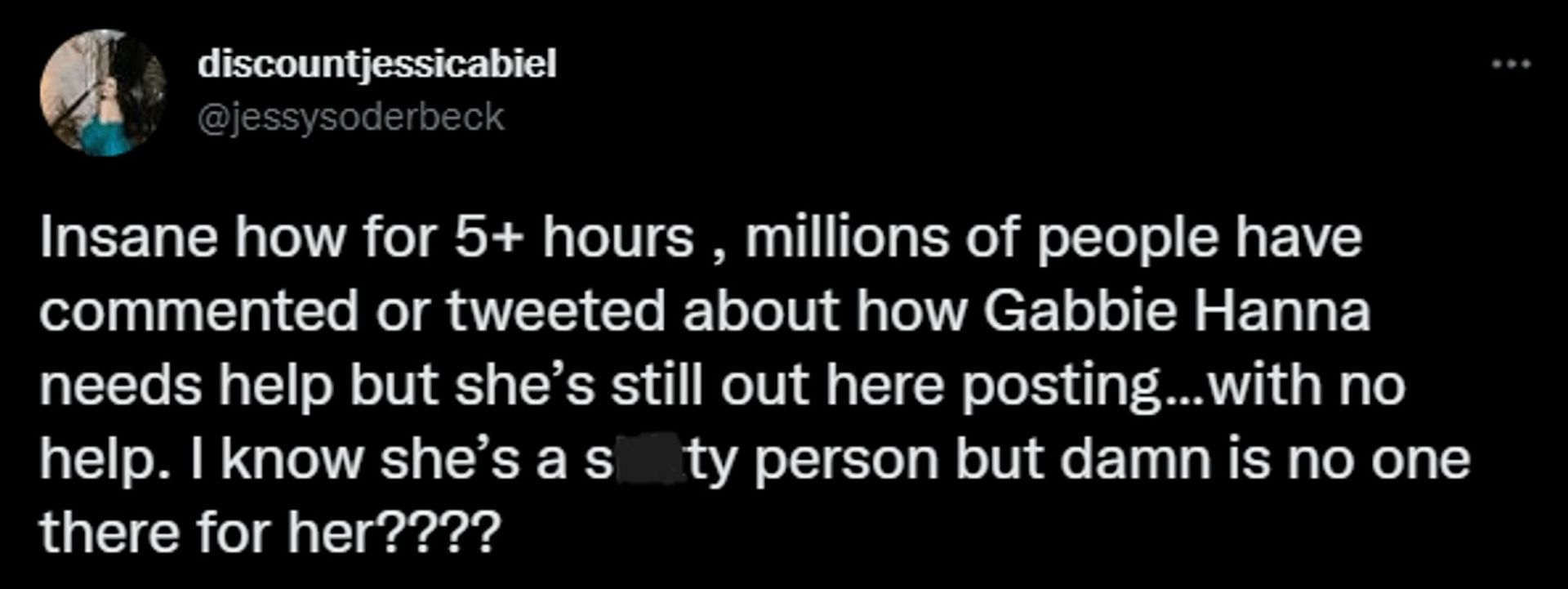 Netizen reacts to Gabbie Hanna's recent livestream (Image via Twitter)