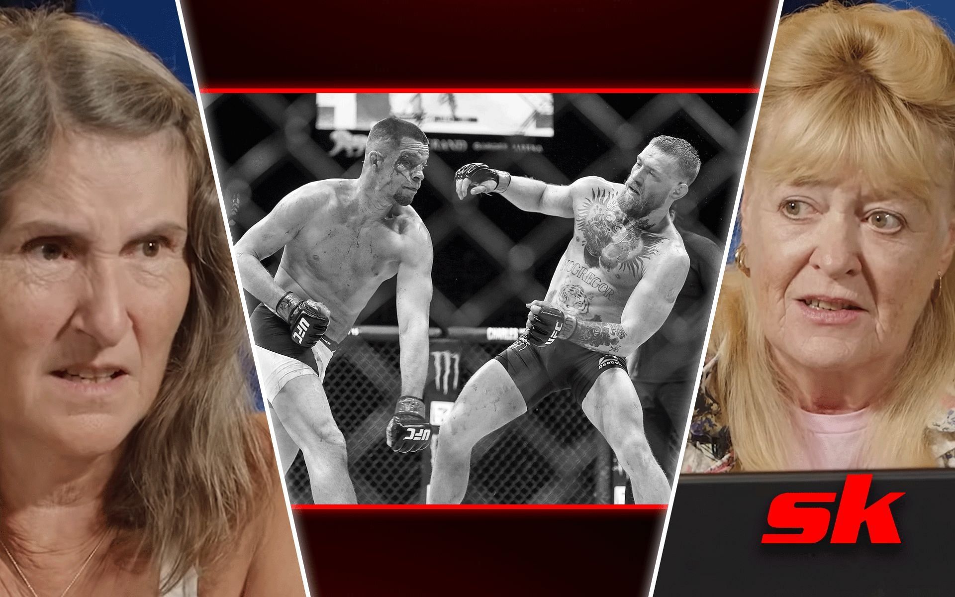 Nate Diaz &amp; Conor McGregor (centre) [Images courtesy of FightFront on YouTube]
