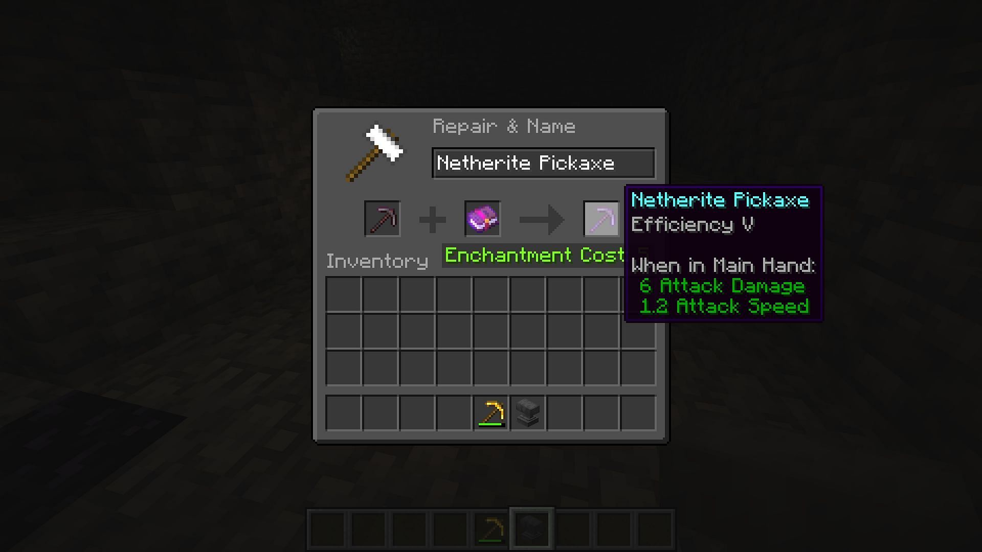 Efficiency enchantment further increases the mining speed in Minecraft (Image via Mojang)